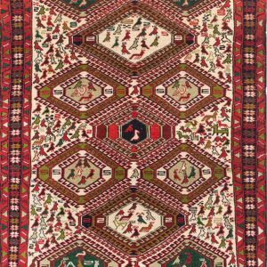 persian, iran amber green hand knotted Rug