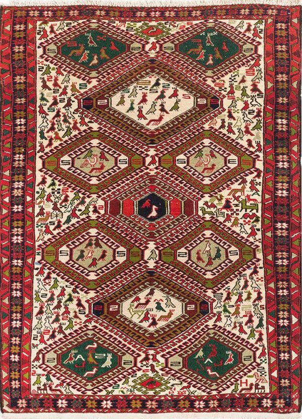 persian, iran amber green hand knotted Rug