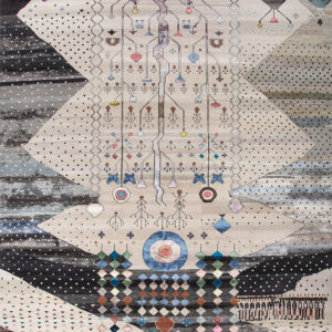 antique white/ebony hand knotted Rug